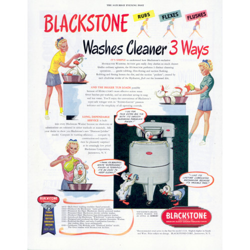 Blackstone Washing Machines, 1949 Ad Blackstone Washing Machines, 1949 Ad