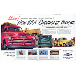 Chevrolet Trucks, 2-Page 1953 Ad for 1954 Model