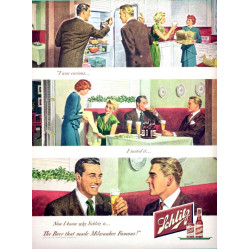 Phil Dormont art for Schlitz Beer, 1949 Ad