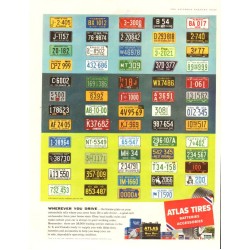 Atlas Car Battery Ad, 1956 with License Plates