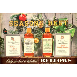 Bellows Bourbon, 1954 2-page Christmas ad