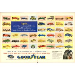 Goodyear Tires, 1957 2-page ad