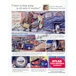 Atlas Tires Ad, 1951, Art by Melbourne Brindle
