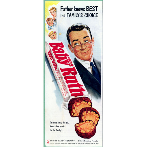 Baby Ruth Candy Bar, 1955 Half-Page Ad Baby Ruth Candy Bar, 1955 Half-Page Ad