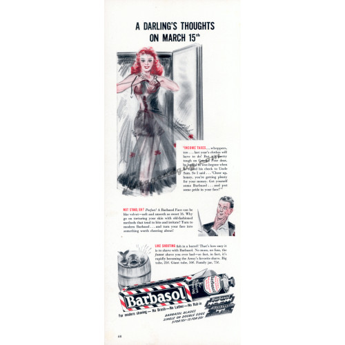 Barbasol, Half Page Ad, 1942, Art by E. Simms Campbell Barbasol, Half Page Ad, 1942, Art by E. Simms Campbell