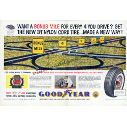 Goodyear Tires, 1958 2-page magazine ad