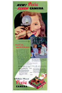 Pixie Flash Camera, 1949 half-page ad