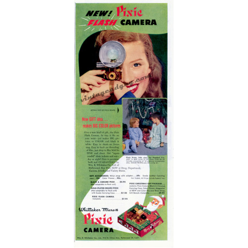 Pixie Flash Camera, 1949 half-page ad