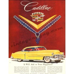 Cadillac, magazine ad with jewels, 1949