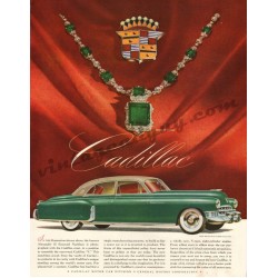 Cadillac, magazine ad with jewels, 1949